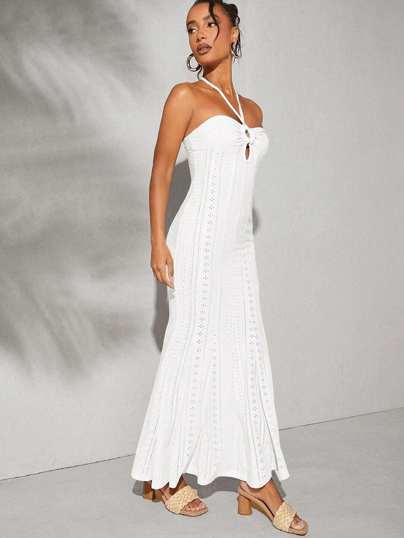 Spring Summer Halter Dress High Waist Slim Fit Elegant Fishtail Dress