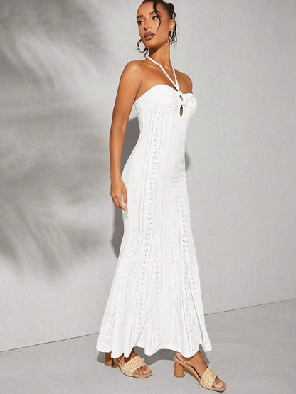 Spring Summer Halter Dress High Waist Slim Fit Elegant Fishtail Dress
