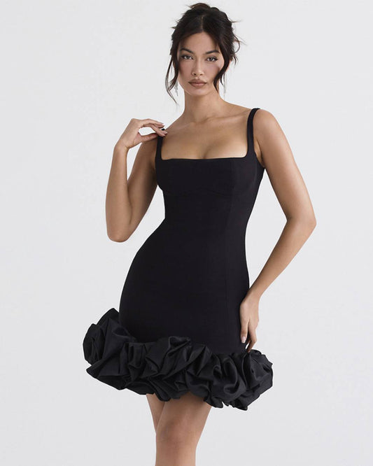 Slip Backless Square Collar French Dress   