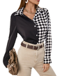Buckle Stitching Shirt S Black and White 