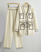 Knitting Cardigan Two Piece Suit One Size Apricot 