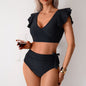 Bikini Split Swimsuit Women High Waist Swimming Trunks Bikini Swimsuit S Black