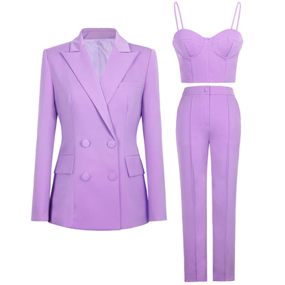 Three-Piece Blazer Set For Women S violet
