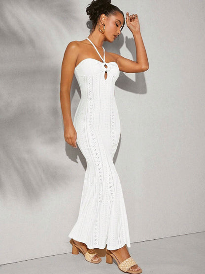 Spring Summer Halter Dress High Waist Slim Fit Elegant Fishtail Dress