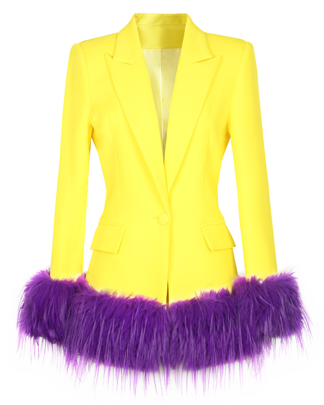 Single Breasted Detachable Feather Blazer   