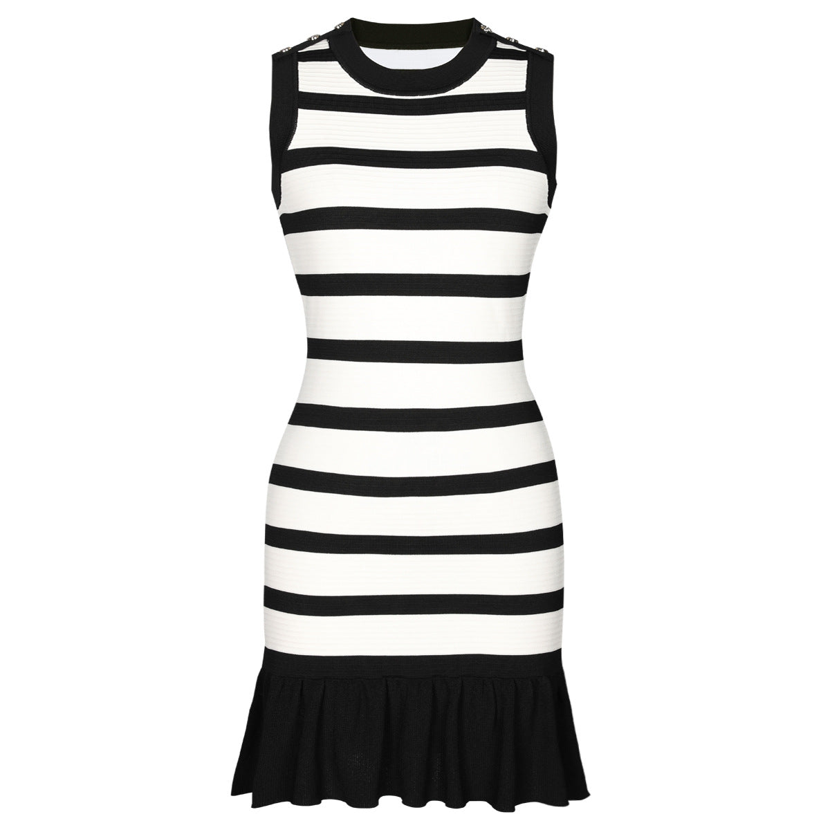 Knitted Slim Fit Figure Flattering Sleeveless Dress S Black