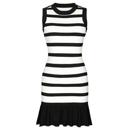 Knitted Slim Fit Figure Flattering Sleeveless Dress S Black