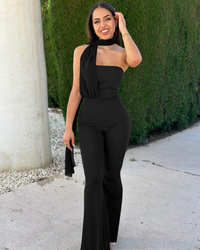 Slim Tube Top Halter Ribbon Jumpsuit