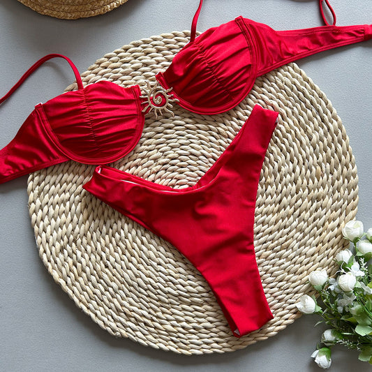Bikini Sexy Bikini Solid Color Push up Split Women Swimsuit Swimsuit Women