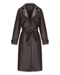 Faux Leather Long Trench Coat Coffee S 