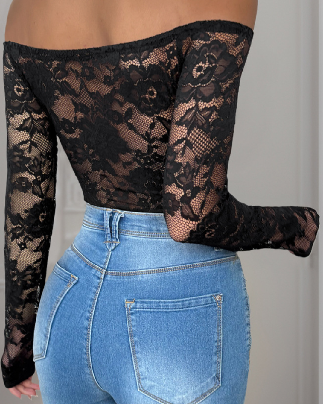 Lace Stitching Long Sleeve bodysuit