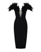 Feather Bandage Sleeveless Dress S Black 