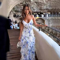 Long Flowing Sheer Organza Elegant Off-Shoulder Dress