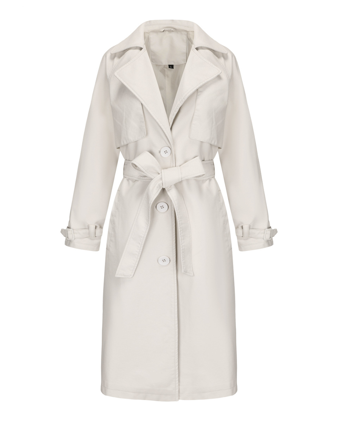 Faux Leather Long Trench Coat Ivory S 