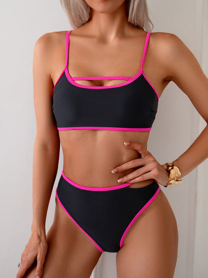 Bikini Swimsuit Women Sexy Backless Color Block Split Swimsuit Bikini