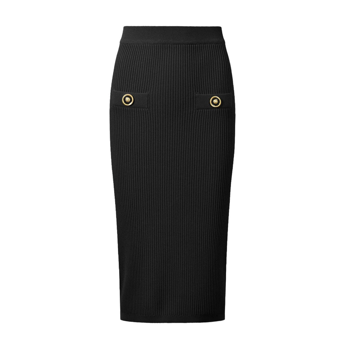 Knitted Cardigan and Skirt Set S Black overskirt