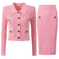Knitted Cardigan and Skirt Set S Pink Set