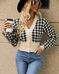 Knitted Jacquard Loose Fitting Sweater Black S 