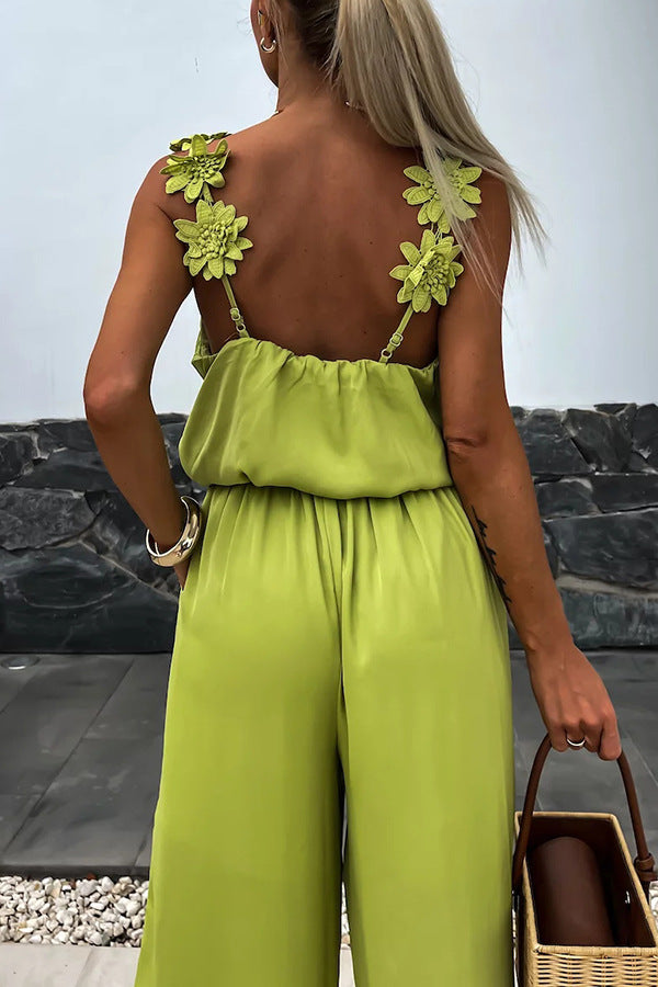Suspender Sleeveless Pocket Casual Loose Jumpsuit