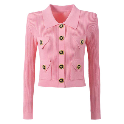 Knitted Cardigan and Skirt Set S Pink Top