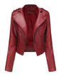 Slim Fit Long Sleeved Leather Jacket Burgundy S 