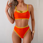 Bikini Swimsuit Women Sexy Backless Color Block Split Swimsuit Bikini S Orange Yellow