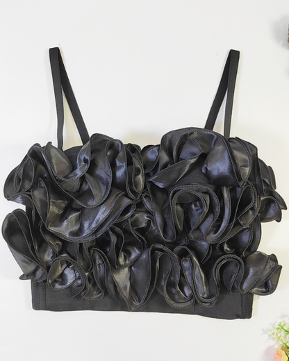 Ruffled Spaghetti Straps Corset 34/75B Black 