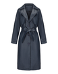 Faux Leather Long Trench Coat Navy Blue S 
