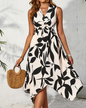Leaf Print Midi Dress S Apricot 