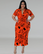 Plus Size Cardigan Collared Dress 1XL Nacarat 
