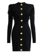 Knitted V-Neck Tassel Dress S Black 