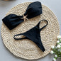 Bikini Sexy Bikini Solid Color Tube Top Split Women Swimsuit Swimsuit Women S Black