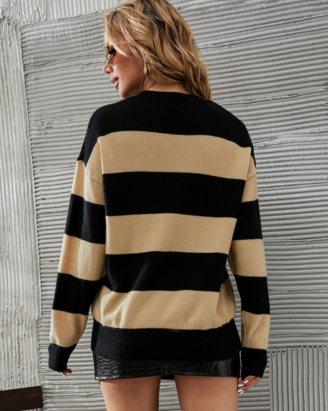 Striped Plus Size Pullover Sweater   