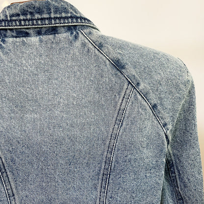 Denim Oblique Zipper Moto Jacket