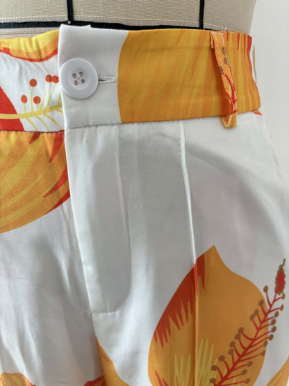 Printed shirt and wide leg casual set
