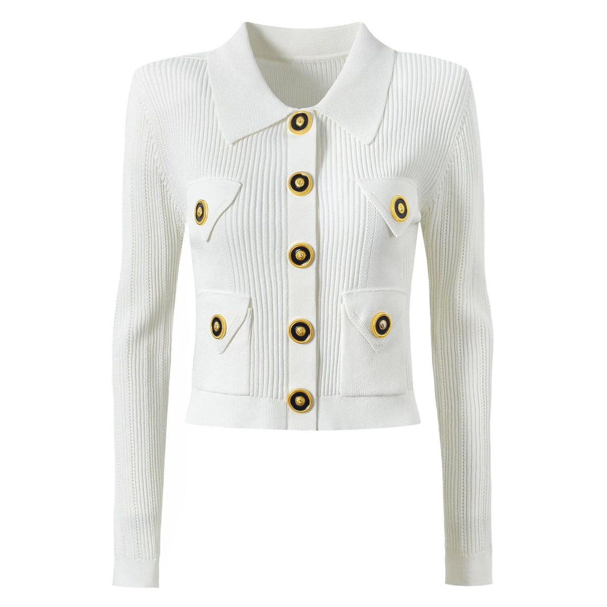 Knitted Cardigan and Skirt Set S White Coat