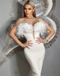 Feather Bandage Sleeveless Dress S White 