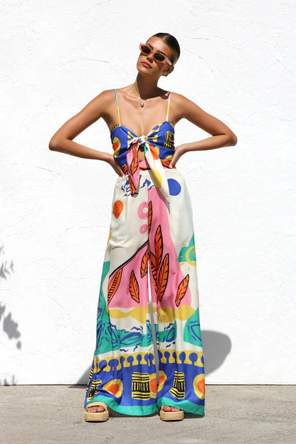 Knotted Straps Wide-Leg Jumpsuit