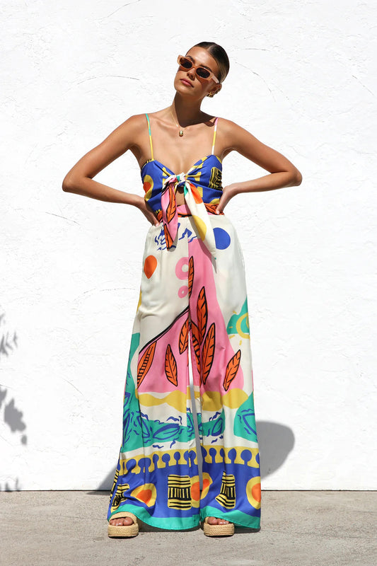 Knotted Straps Wide-Leg Jumpsuit