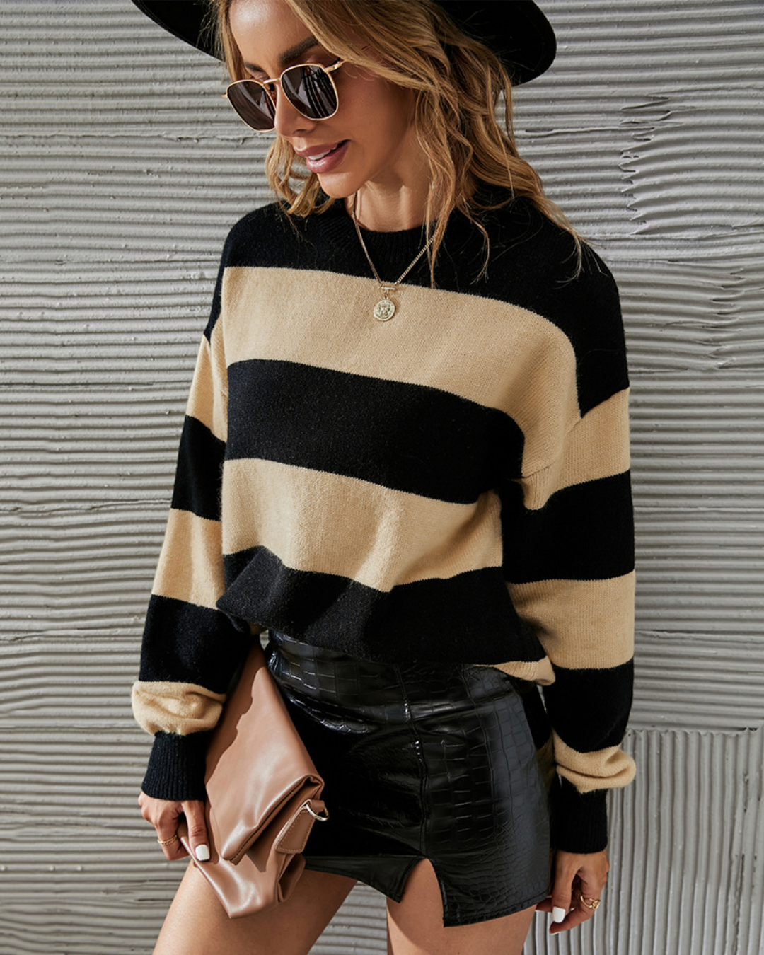 Striped Plus Size Pullover Sweater   