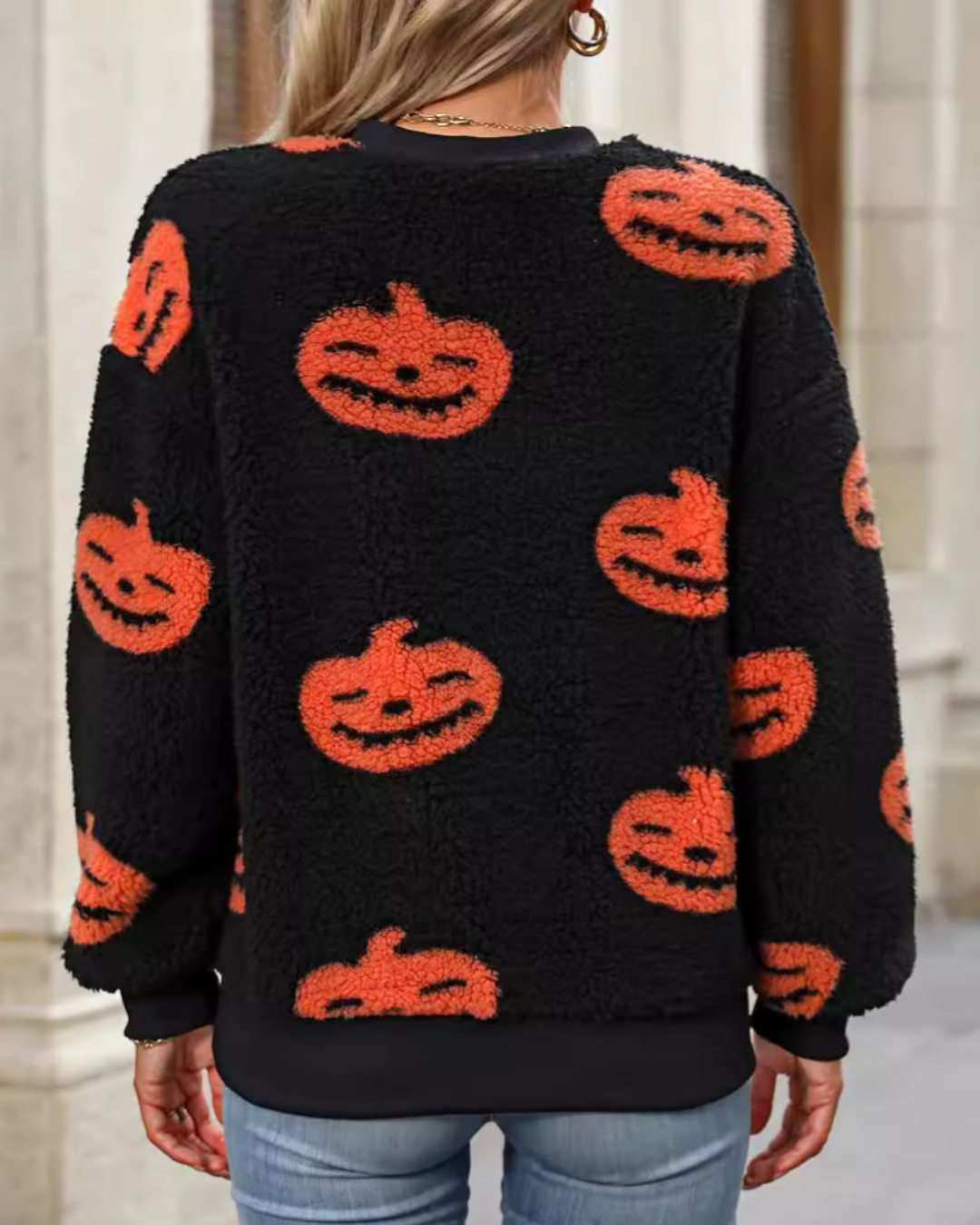 Halloween Printed Pullover Sweatshirt   