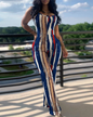 Printed Suspender Jumpsuit S Blue 