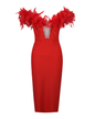 Feather Bandage Sleeveless Dress S Red 