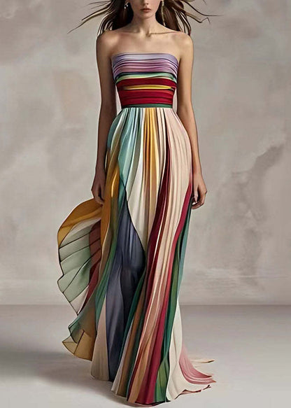 Sexy Tube Top Printed Color Dress S Multi