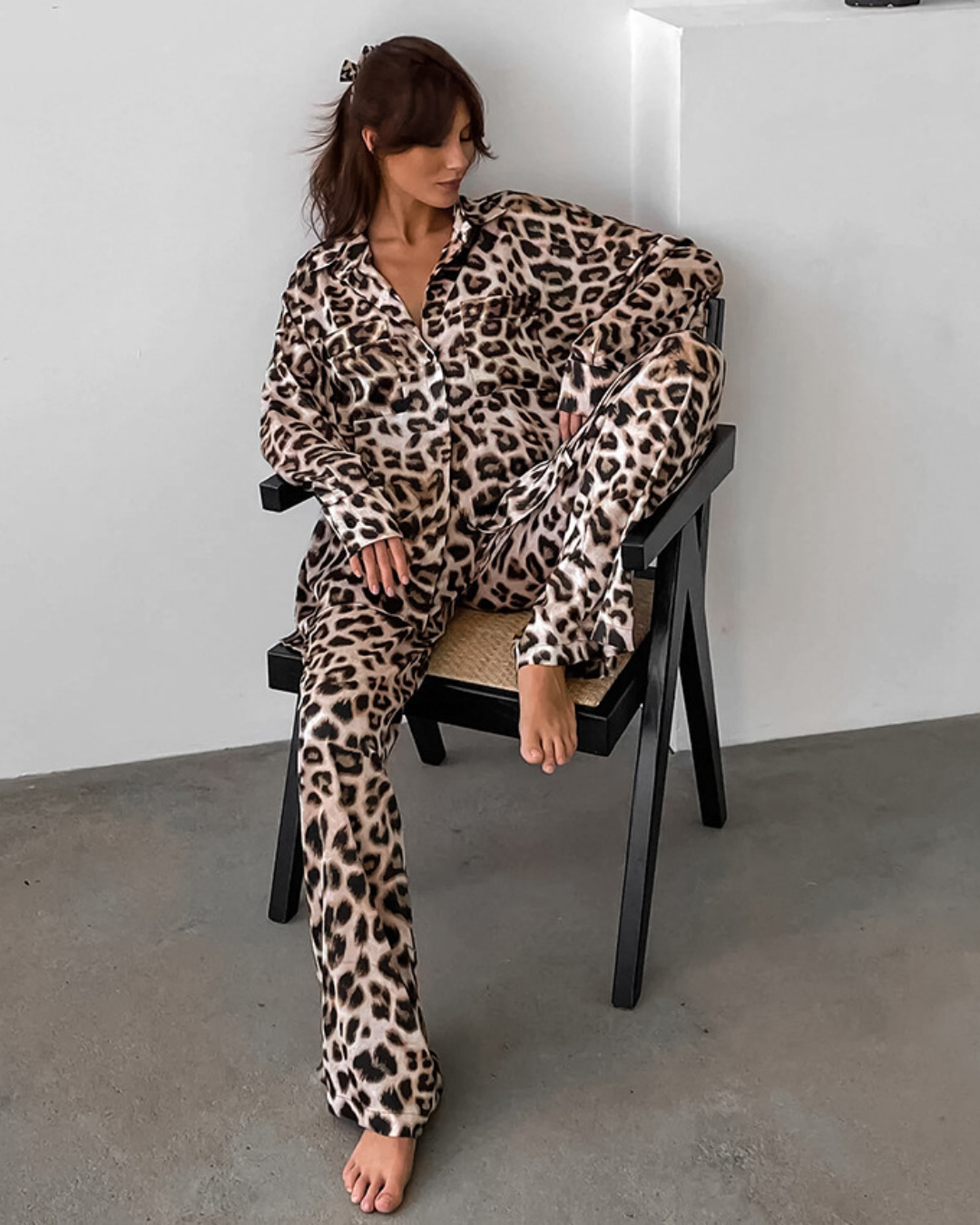 Leopard Print Pajamas Suit   