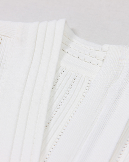 Knitted Fabric V Neck Short Sleeve Dress   