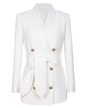 Metal Buckle Double Breasted Blazer S White 