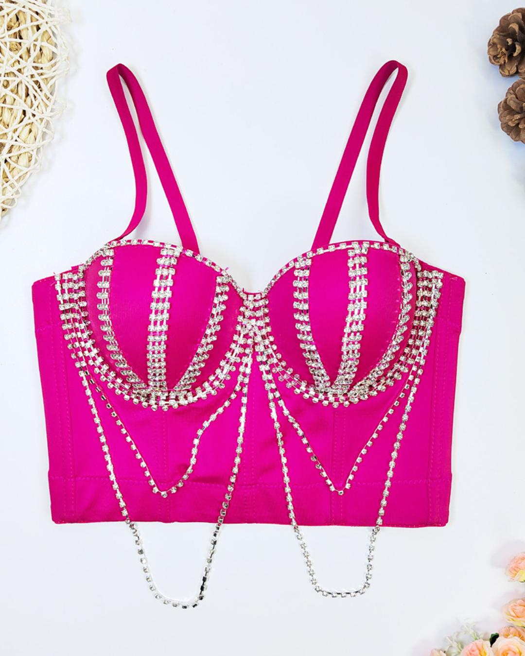 Chain Boning Corset M-34/75B Coral Red 