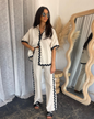 Lace Stitching Trousers Shacket S Apricot 