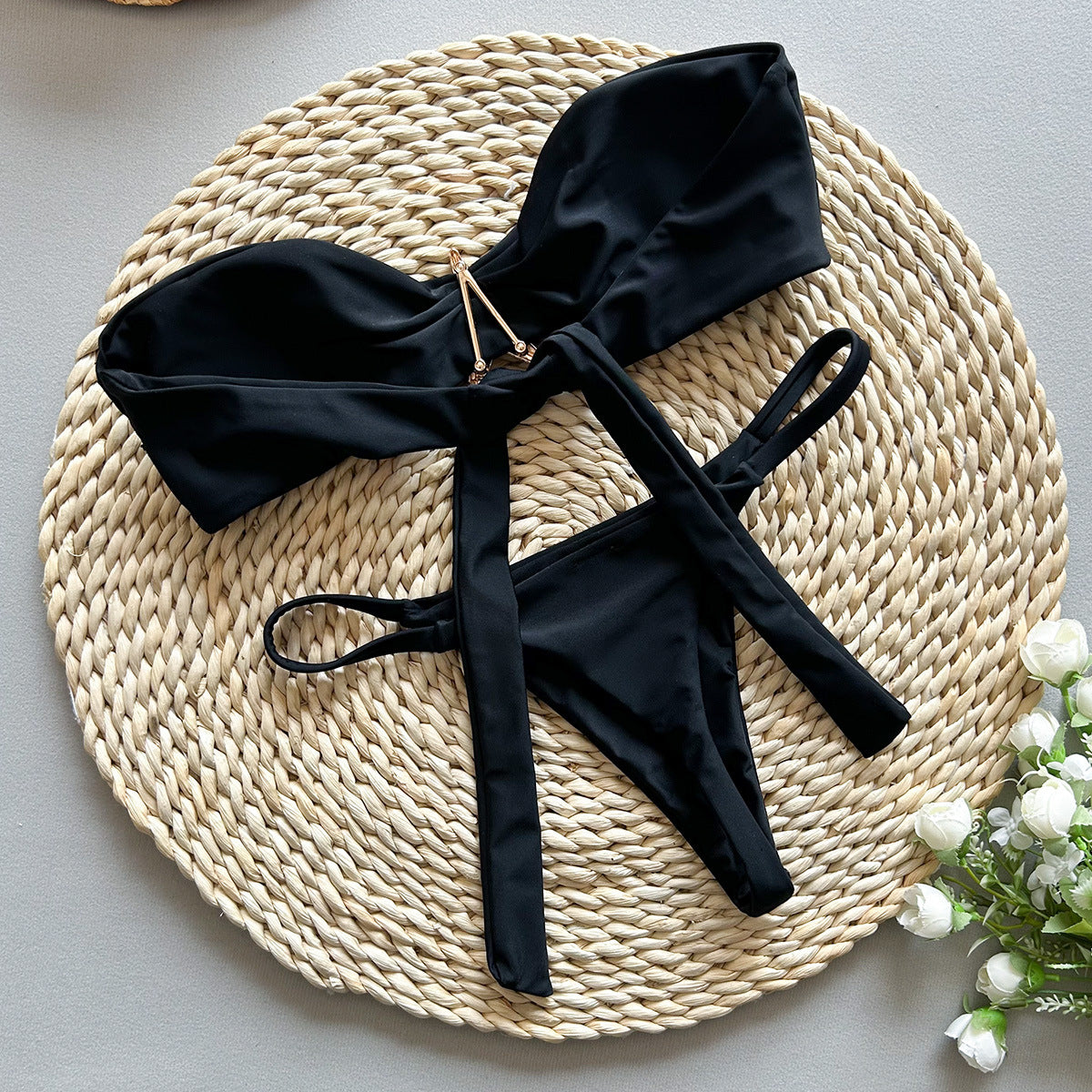 Bikini Sexy Bikini Solid Color Tube Top Split Women Swimsuit Swimsuit Women